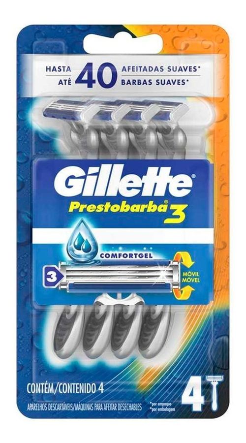 Gillette Máquinas De Afeitar Prestobarba3 X 4 Unidades