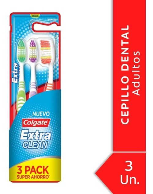 Colgate Extra Clean Cepillo Dental Adulto Medio 3 Unidades