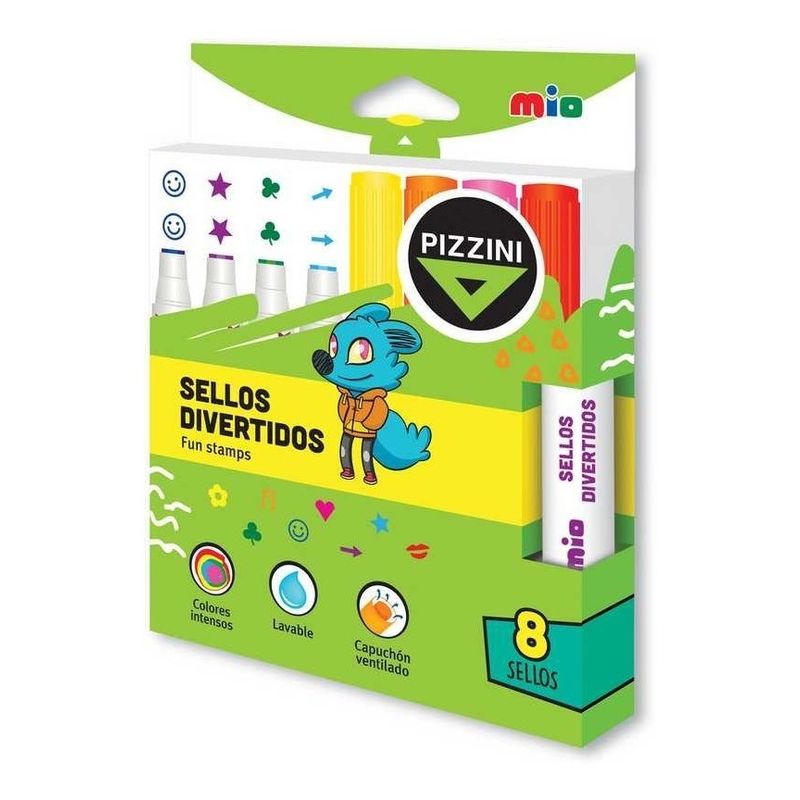 Pizzini-Marcadores-Con-Sellos-Divertidos-8-Motivos-Y-Colores-en-Pedidosfarma