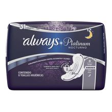 Always Platinum Nocturna Toallitas Femeninas C/alas X 8 U