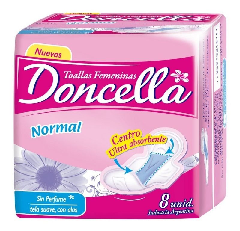Doncella-Toallas-Femeninas-Normal-Con-Alas-8-Unidades-en-Pedidosfarma