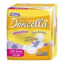 Doncella Toallas Femeninas Ultrafina Con Alas 8 Unidades