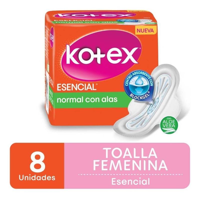 Kotex-Esencial-Toallas-Femeninas-Normal-Con-Alas-8-Unidades-en-Pedidosfarma