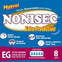 Nonisec Extra Proteción Pañales Para Adultos Xg 8 U