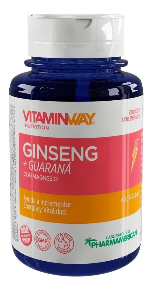 Vitaminway Ginseng Guarana Magnesio Frasco 60 Capsulas