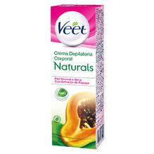 Veet Naturals Crema Depilatoria Corporal Piel Normal a Seca Con Extracto de Papaya 100ml