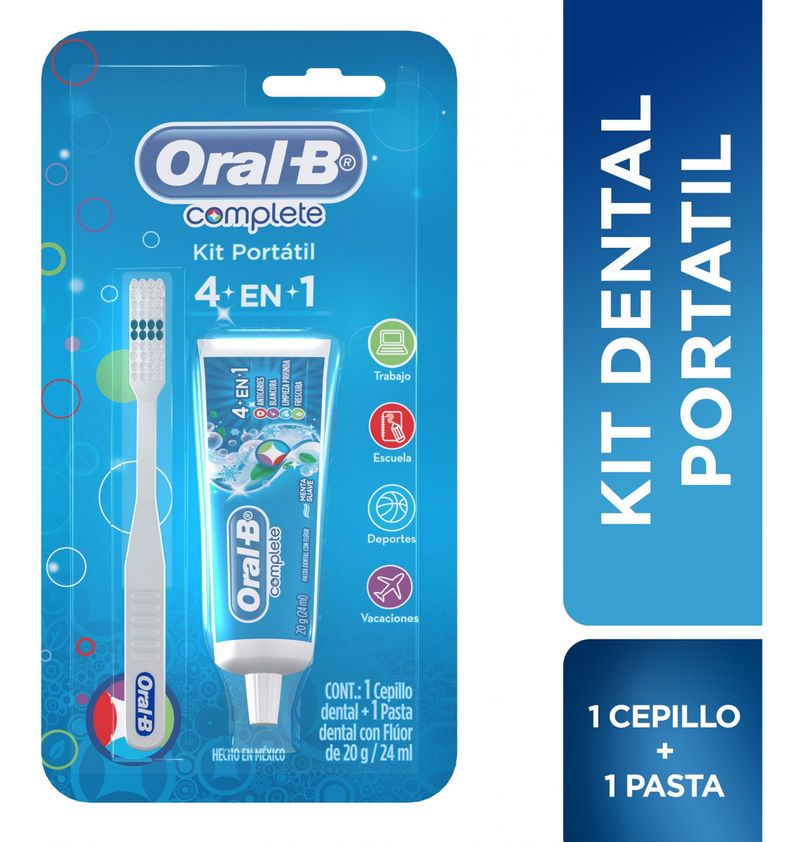 Oral B Kit Portatil Pasta Dental Complete 4 En 1 Y Cepillo - FarmaPlus