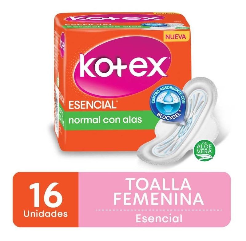 Kotex-Esencial-Toallas-Femeninas-Normal-Con-Alas-16-Unidades-en-Pedidosfarma