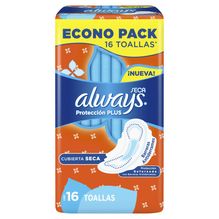 Always Toallas Higiénicas Seca Protección Plus 16 Unidades