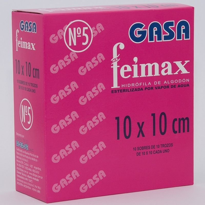 Feimax-Gasa-N5-Esteriles-10x10cm-10-Sobres-X10-Trozos-en-FarmaPlus