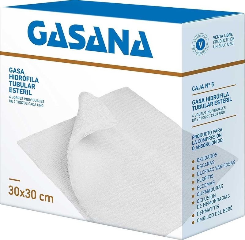 Gasana-Gasa-Hidrofila-Tubular-30-X-30cm-6-Sobres-X-2-Trozos-en-FarmaPlus