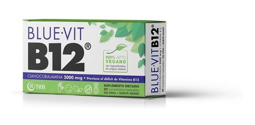 Blue Vit B12 Sabor Anana 20 Comprimido Masticable