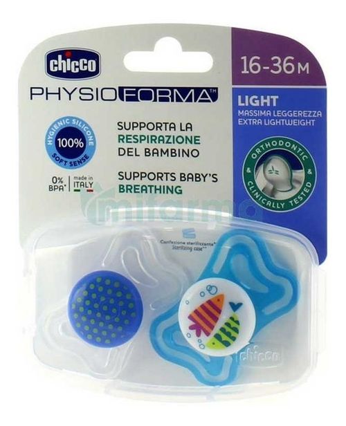 Chicco Physiolight Chupete Silicona 16-36m Nene 2 Unidades