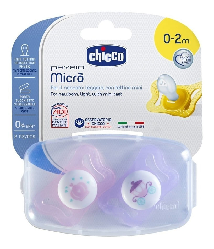 Chupete Chicco Mini Soft Nena 2 a 6 meses x 2 un, Chicco Chupetes