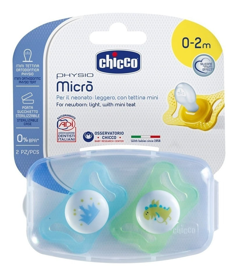 Chicco Physiomicro Chupete Silicona 0-2m Nene 2 Unidades En