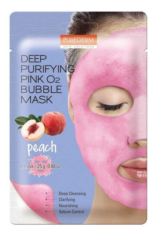 Purederm Deep Purifying Pink Peach O2 Bubble Mask 1 Unidad
