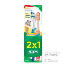 Gum Supreme Cepillo Suave Con Limpiador Lingual