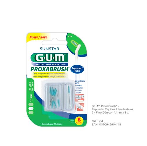 Gum Repuesto Interdental Proxabrush Fino Conico 1.1mm X 8uds