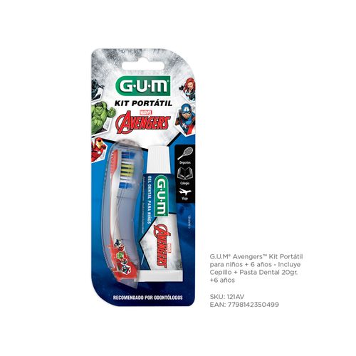 Gum Kit Portatil Infantil Avengers Cepillo + Crema Dental
