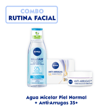 Nivea Combo Rutina Agua Micellar + Crema Facial Antiarrugas De Dia 35+