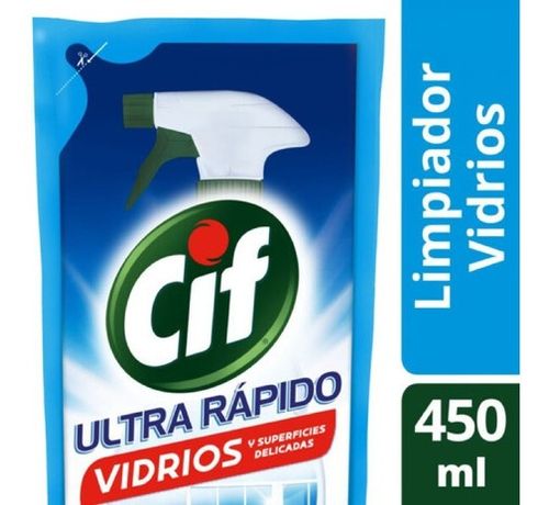 Cif Limpiador De Vidrios Ultra Rápidos Doypack 450ml