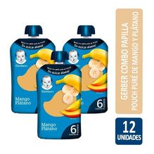 Gerber Combo Papilla Pouch Puré De Mango Y Plátano X12un