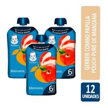 Gerber Combo Papilla Pouch Puré De Manzana X12un De 95gr