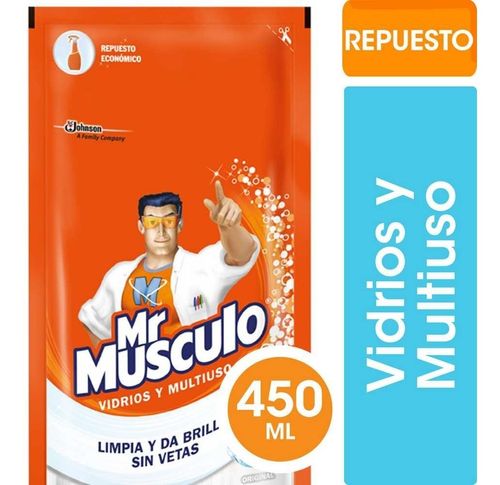 Limpiador Mr Músculo Vidrios Y Multiusos Repuesto 450 ml