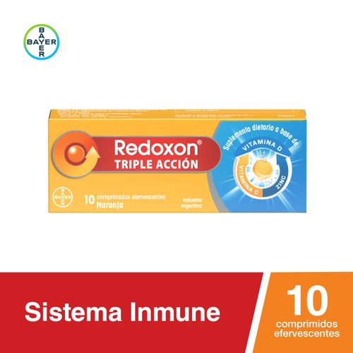 Redoxon Triple Acción Vitamina C D Y Zinc Efervescente X 10