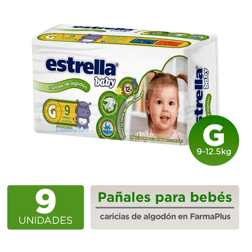 Estrella Baby Caricias De Algodón Pañales G 9-12,5 Kg 9 U