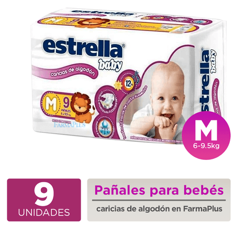 Estrella Baby Caricias De Algodón Pañales Unisex M 9u