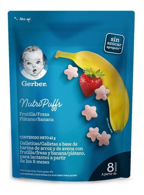 Nestlé Gerber Nutripuffs Banana Y Frutilla Galleta Bebés 42g
