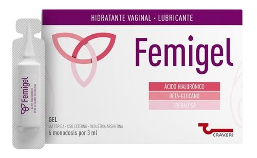Femigel Gel Hidratante Vaginal Lubricante Íntimo 6 Monodosis