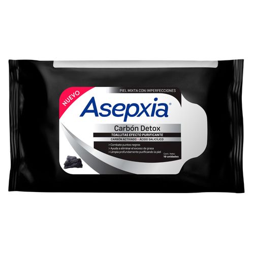 Asepxia Toallitas Purificantes Carbón Detox X 10