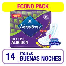 Nosotras Toallitas Higénicas Buenas Noches Tela X 14 U