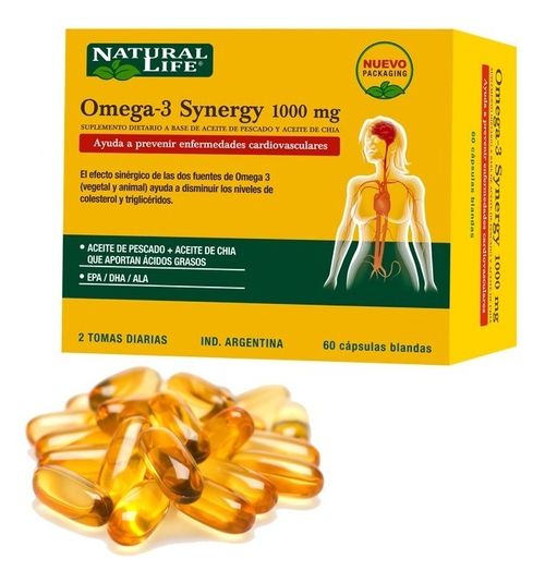 Natural Life Omega-3 Synergy Chia + Fish Oil 60 Cápsulas