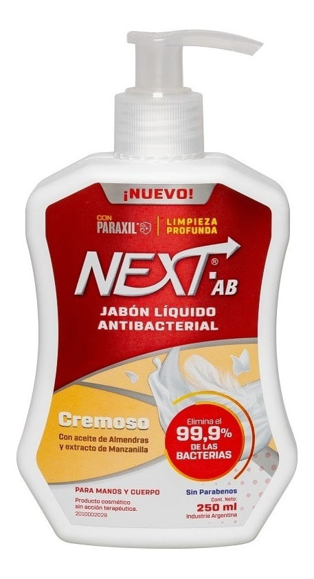 Next Cremoso Jabón Líquido Antibacterial Manos Cuerpo 250ml