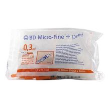 Bd Ultra Fine Jeringa De Insulina 0.3ml Aguja 30 G 8mm 100u