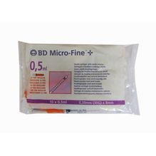 Bd Ultra Fine Jeringa De Insulina 0.5ml Aguja 30 G 8mm 100u