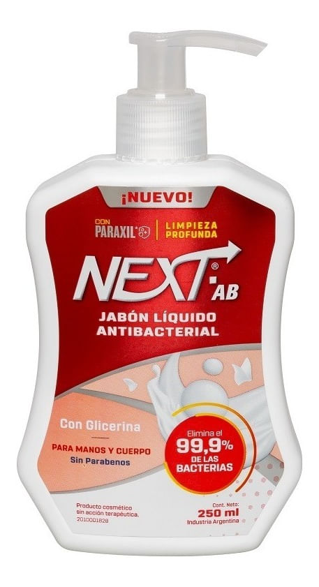 Next Jabón Líquido Antibacterial Para Manos Y Cuerpo X 250ml