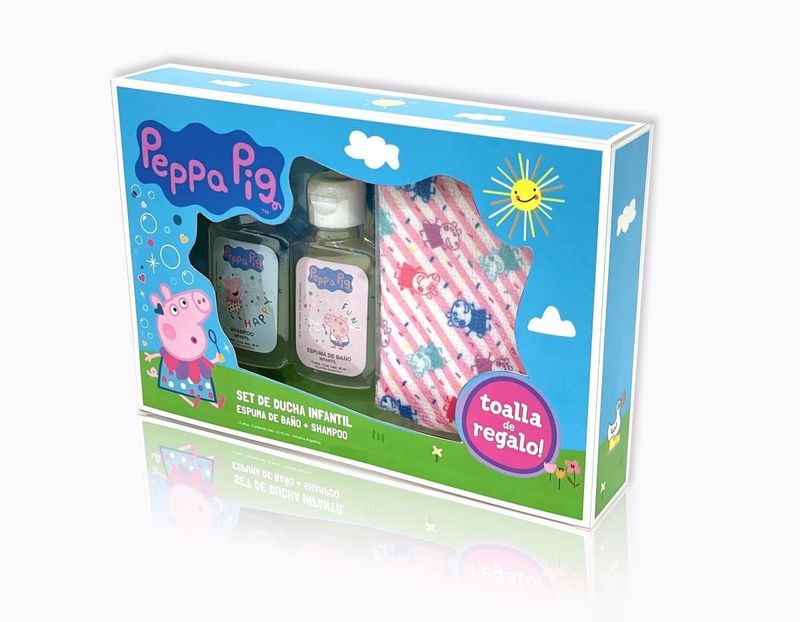 Peppa-Pig-Set-De-Baño-Infantil--3-Shampoo---Espuma---Toalla-en-FarmaPlus