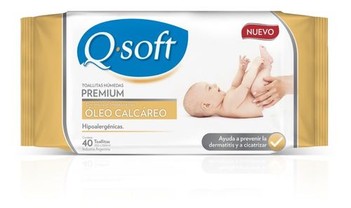 Q-soft Baby Toallitas Húmedas Premium Óleo Calcáreo X 40 Un.