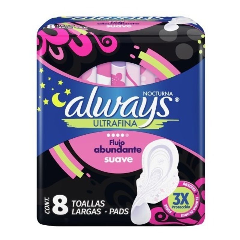 Always-Ultra-Fina-Suave-Nocturna-Toallitas-Fem-C-alas-X-8u