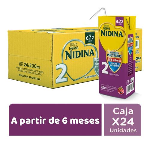 Nestlé Nidina 2 Lista Para Tomar 6-12 Meses Brick 200ml X24u
