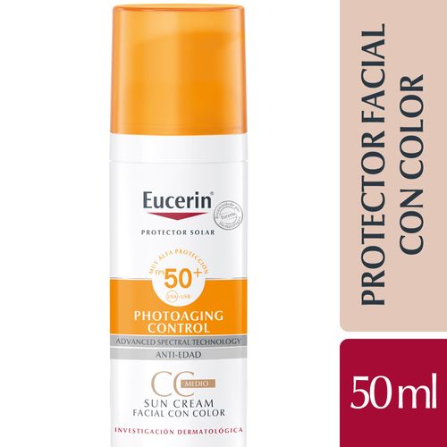 Protector solar facial en crema Eucerin Sun CC Cream Tono medio FPS 50 x 50 ml
