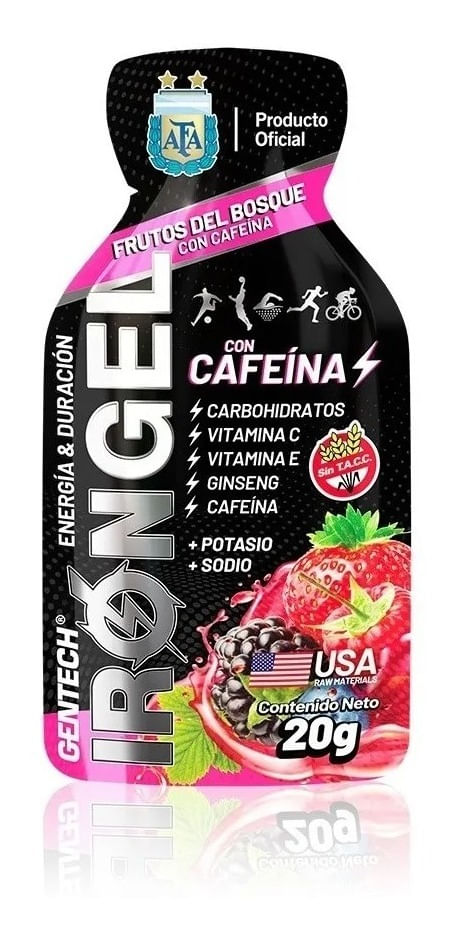 Gentech Iron Gel Cafeína X 24 Unidades  20g Energía Sin Tacc