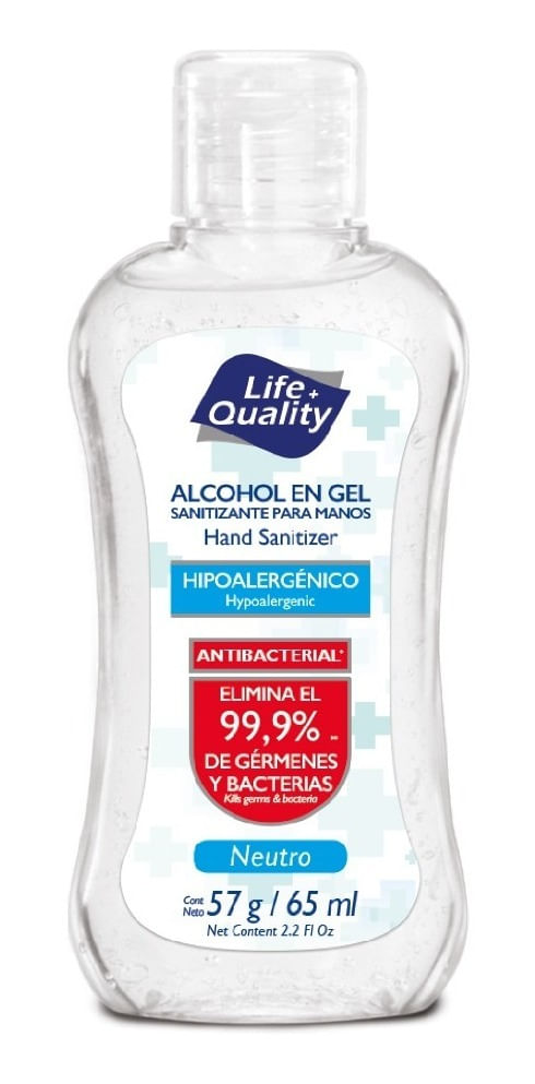 Life Quality Alcohol En Gel Sanitizante Manos Neutro 65ml