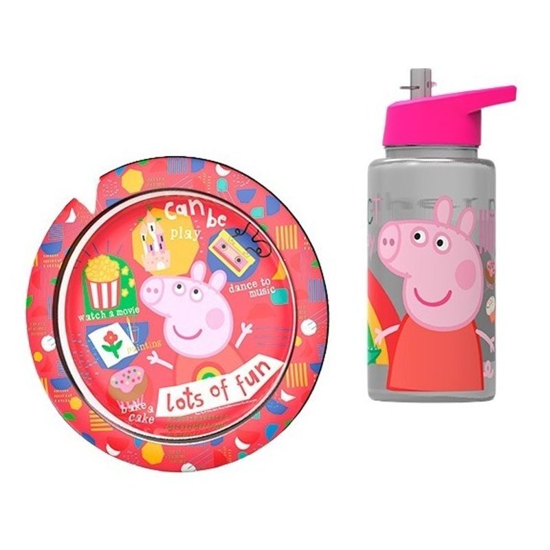 Peppa-Pig-Blister-De-Regalo-Plato---Botella-Straw-Top