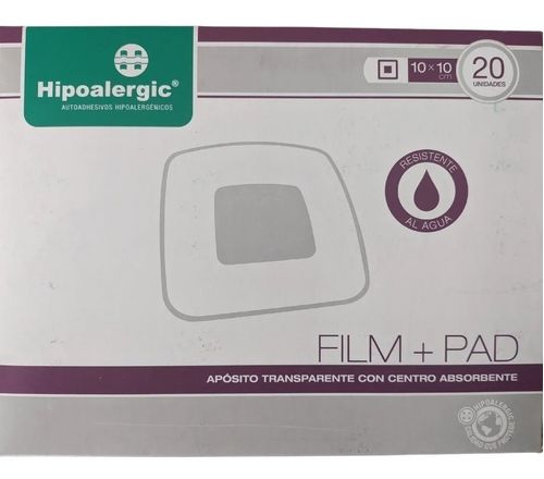 Hipoalergic Apósito Transparente Film + Pad 10x10cm - X 20u