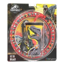 Set Jurassic World Plato Playo + Vaso Sorb. Cuchara Blister